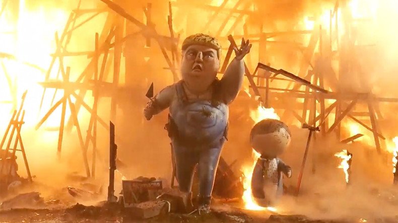 Giant Donald Trump effigy set ablaze at fiery Spanish festival (VIDEO, PHOTOS)