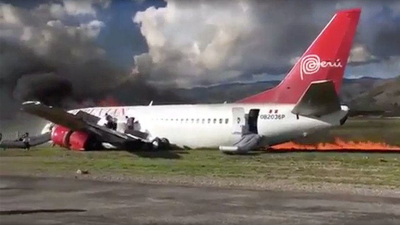 Boeing 737 with 140+ on board veers off runway, bursts into flames after landing in Peru (VIDEO)