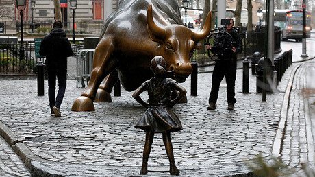 Life-size statue of girl stares down Wall Street’s bull on Women’s Day