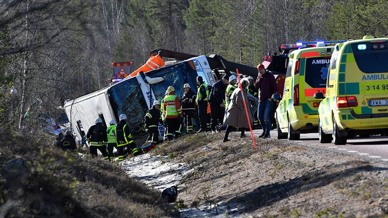 Three dead in Sweden bus crash with dozens of school children on board (VIDEO)