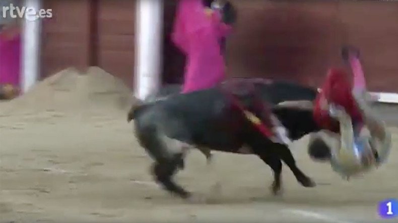 Bullfighter viciously gored in throat by 450kg bull (GRAPHIC VIDEO)