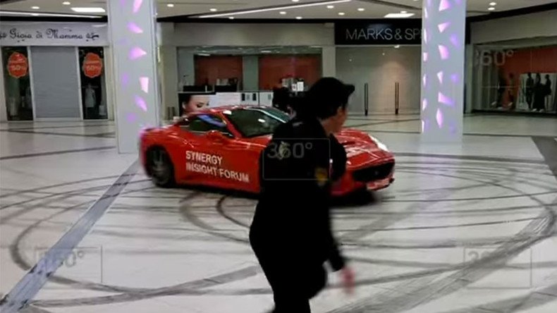 Ferrari bursts into Moscow shopping mall, performs circle drift (VIDEO)