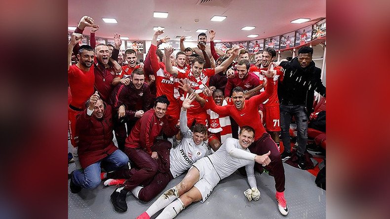 Russian Premier League leaders Spartak Moscow celebrate 95th anniversary