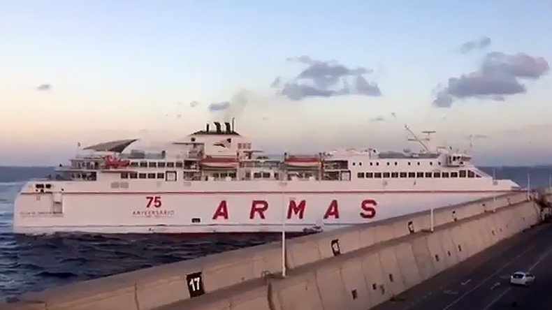 Dramatic moment Canary Islands ferry smashes into pier caught on camera (VIDEO)