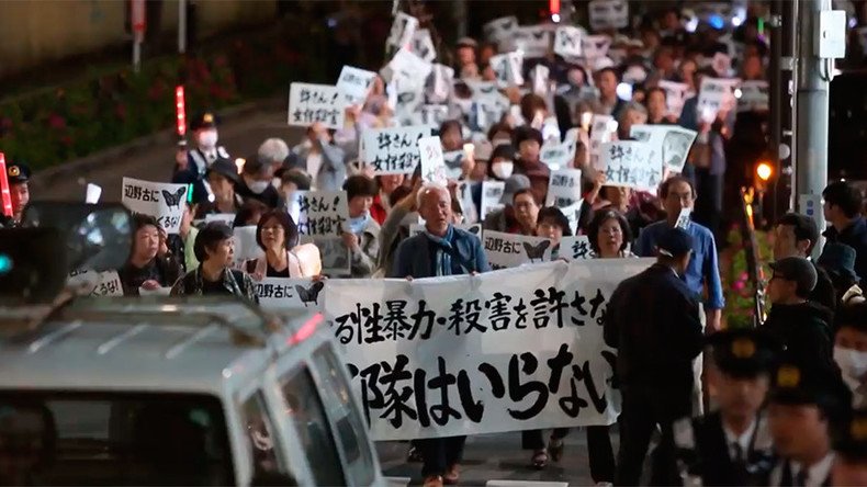 Hundreds protest US base construction in Japan, year after woman killed by US marine (VIDEO)