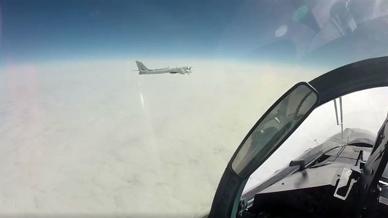 Footage of Russian bomber flyby near Alaska published by military