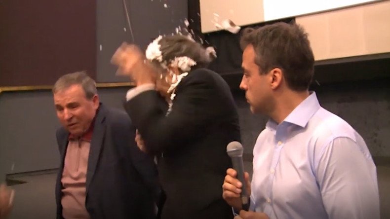 French philosopher Bernard-Henri Levy pied in the face for 9th time (VIDEO)