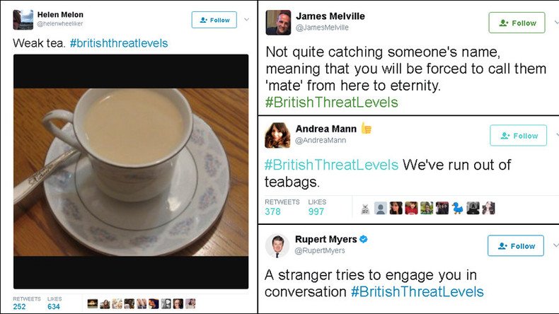 #BritishThreatLevels: Brits respond with humor to rise in official terrorism warning 