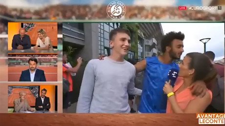Tennis player banned after forcibly kissing reporter on-air (VIDEO)