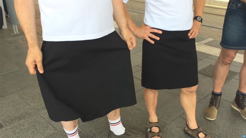 Sun’s out, gams out? Men wear skirts to protest ban on shorts during heatwave (PHOTOS)