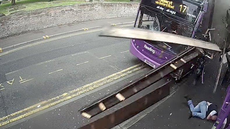 Man catapulted down street in dramatic bus crash (GRAPHIC VIDEO)