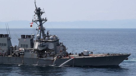 Cargo ship that hit US destroyer near Japan was on autopilot, data shows