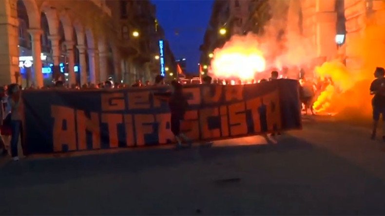Smoke bombs, flares as 2,000 march in Genoa to protest far-right group’s new HQ (VIDEO)