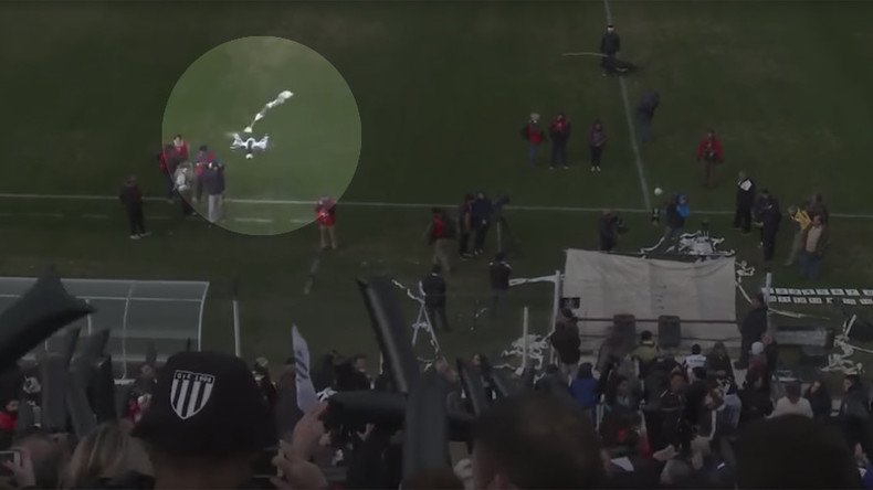 Soccer fans use toilet roll to take down drone in Argentina (VIDEO)
