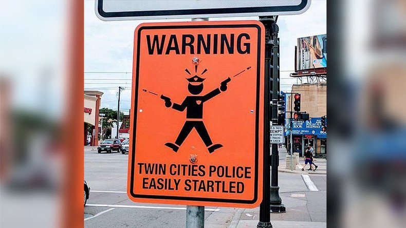 ‘Police easily startled’: Warning signs erected near spot of fatal Minneapolis shooting 