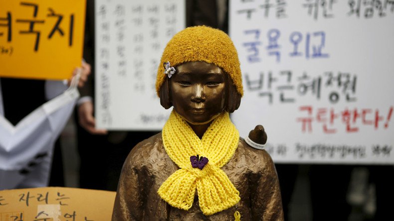 Historic hurt: Korean 'comfort women' bus past Japanese embassy 
