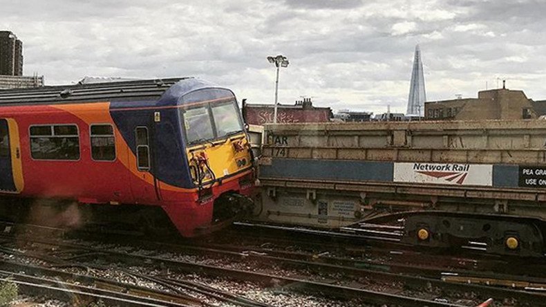 Train derails after colliding with wagon at London Waterloo station (PHOTOS)
