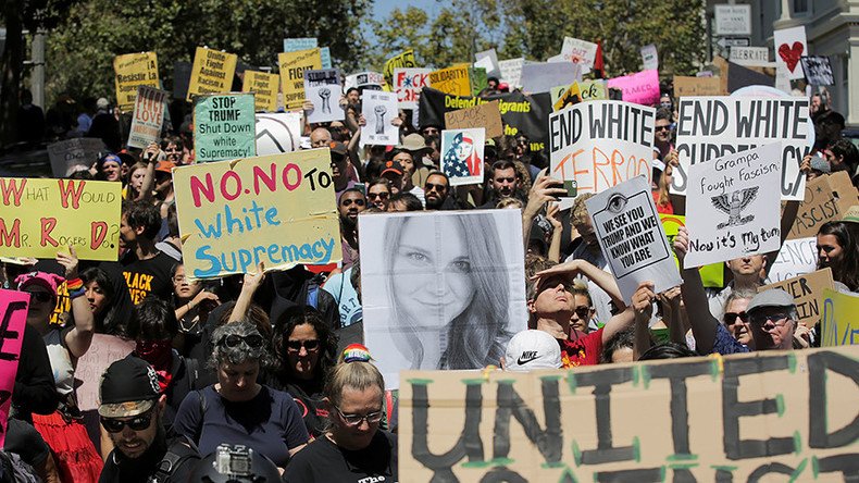 Hundreds march in San Francisco against now-canceled ‘Patriot Prayer’ rally (VIDEO)