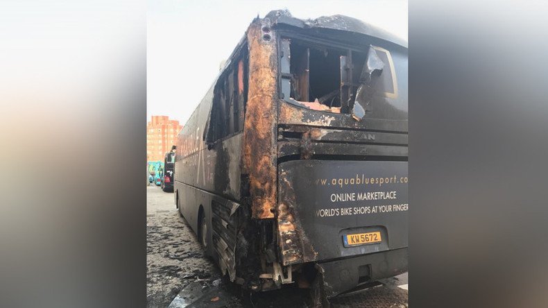 Irish cycling team bus destroyed in ‘cowardly’ arson attack