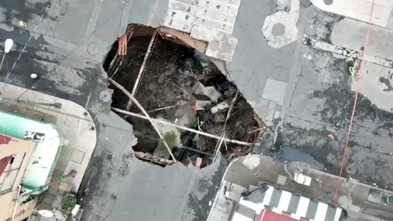 Moment of powerful sinkhole implosion caught on camera (VIDEO)