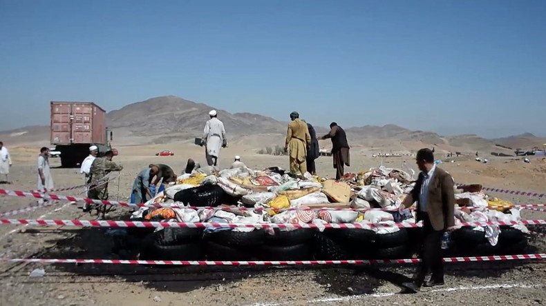 13-ton bonfire of drugs set ablaze in Afghanistan (VIDEO)