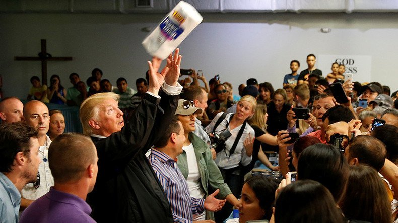 Trump tosses paper towels into crowd of Puerto Rico hurricane survivors (VIDEO)