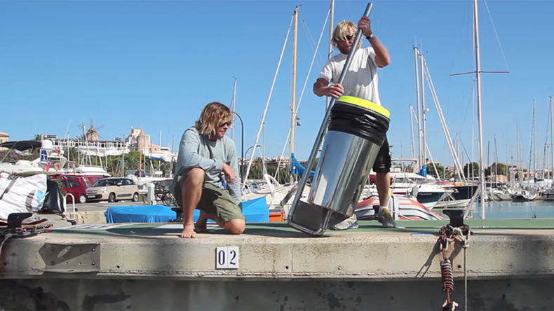 Floating trash bin gets to work on UK’s south coast