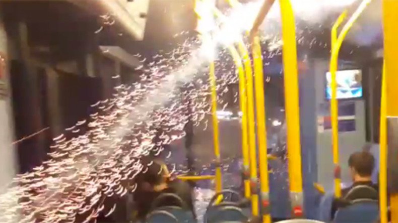 Firework explodes inside London bus, sending passengers diving for cover (VIDEO)