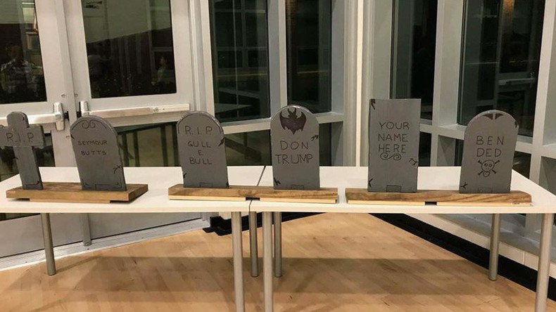 ‘Disrespectful’ Donald Trump tombstone erected at school’s Halloween party