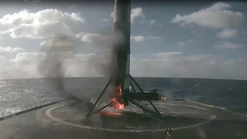 Space X Falcon 9 catches fire in dramatic Atlantic landing (VIDEO)