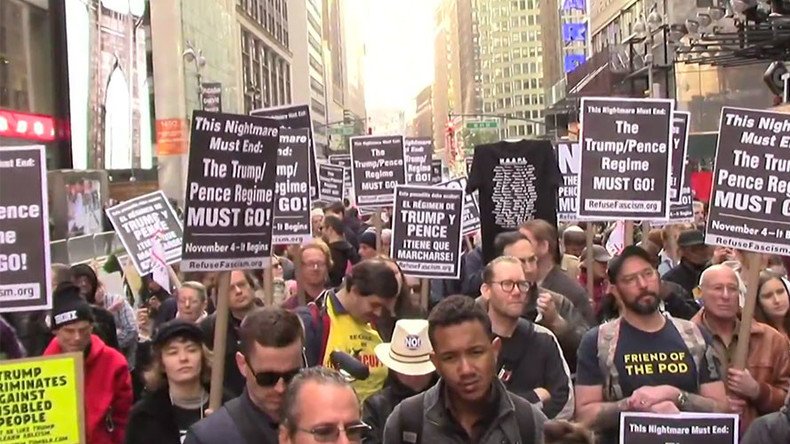 Anti-fascist group holds rallies across US to protest Trump, Pence (VIDEO)