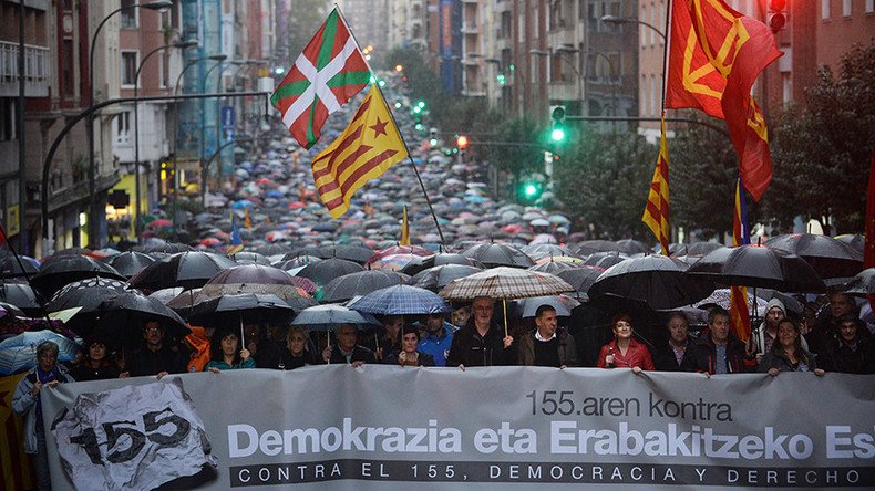 ‘Right to decide:’ Thousands of Basques protest Spain's direct rule of Catalonia
