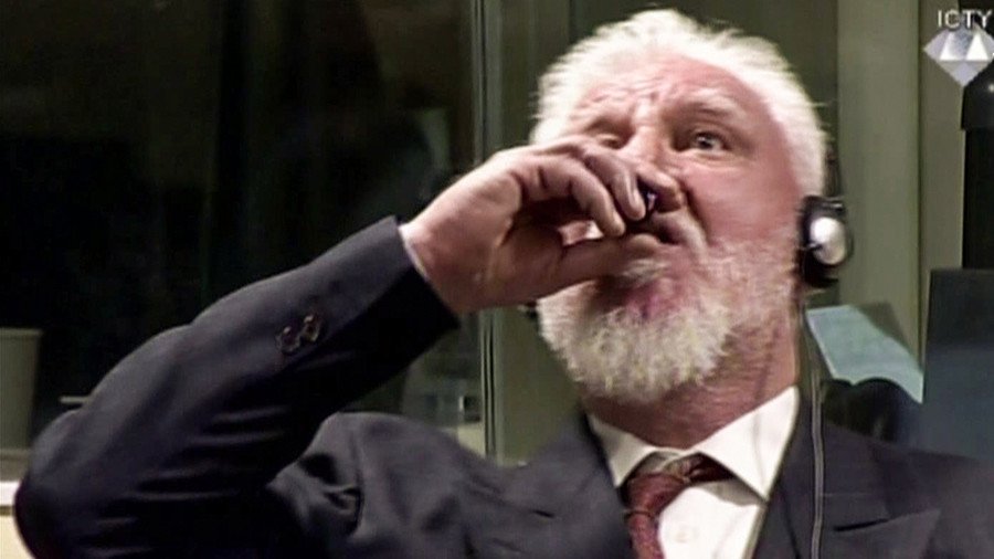Convicted Bosnian Croat ex-general dies after 'drinking poison' at Hague tribunal (VIDEO)