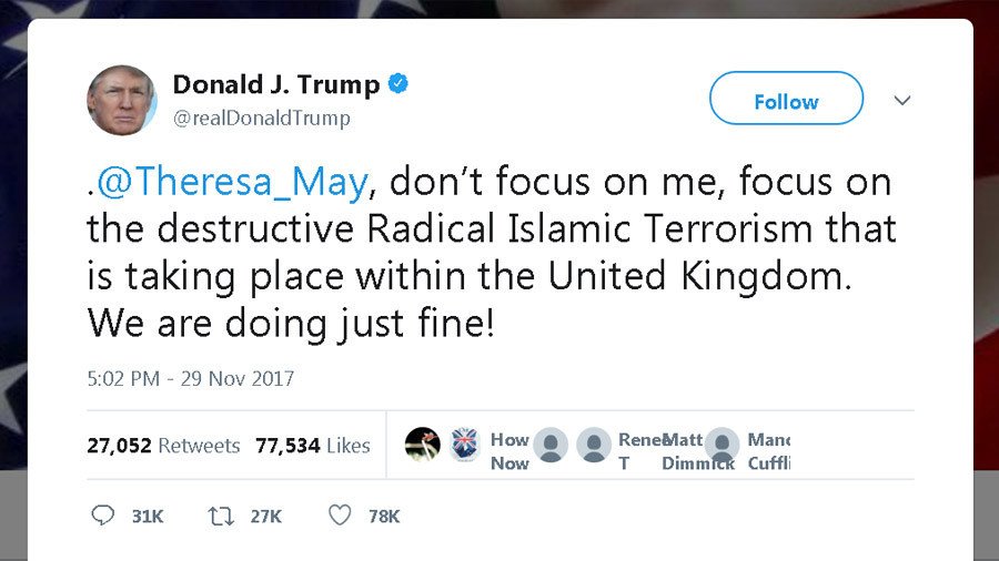Delete Trump’s Twitter account after Britain First ‘hate crime’ retweets, Tory MPs say 