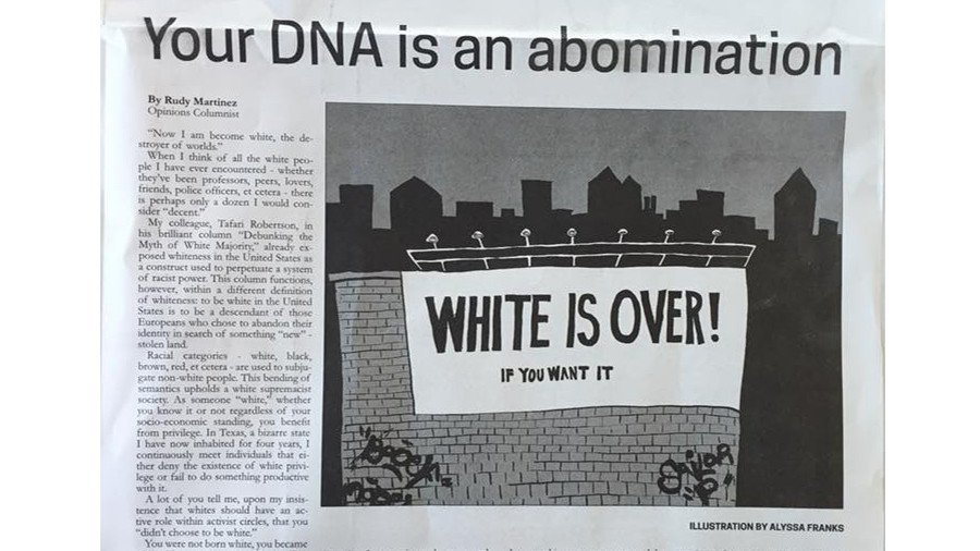 ‘Your DNA is an abomination’: University under fire for publishing anti-white article