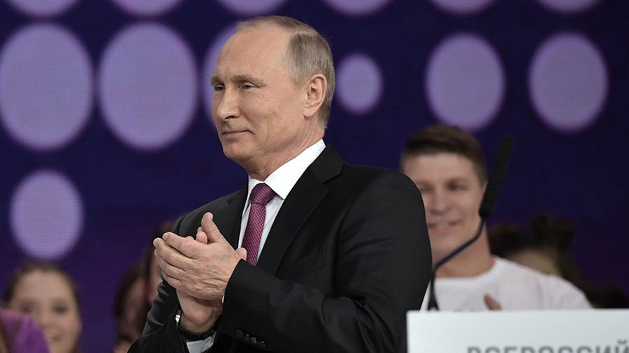 'Will you support me?’ Putin teases adoring crowd before announcing re-election bid (VIDEO)