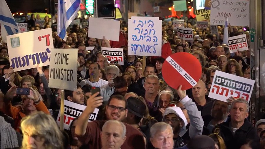 ‘Crime Minister’: Thousands rally in Tel Aviv demanding Netanyahu quit over corruption scandal