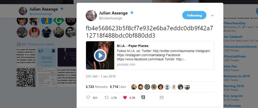 Wikileaks founder's mysterious chess tweet