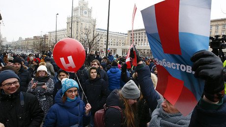 Protesters across Russia turn out in support of opposition figure Navalny