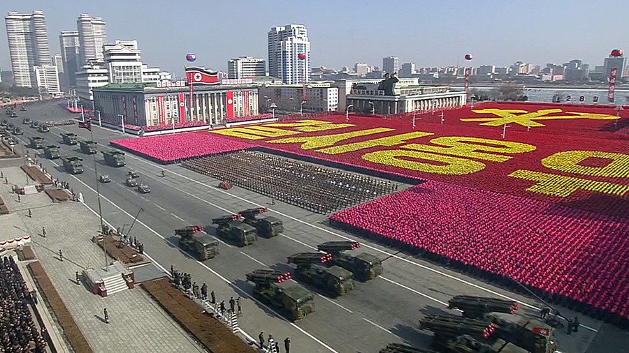 Female sword dancers & missiles: N. Korea holds mass parade on eve of Olympics (VIDEOS)