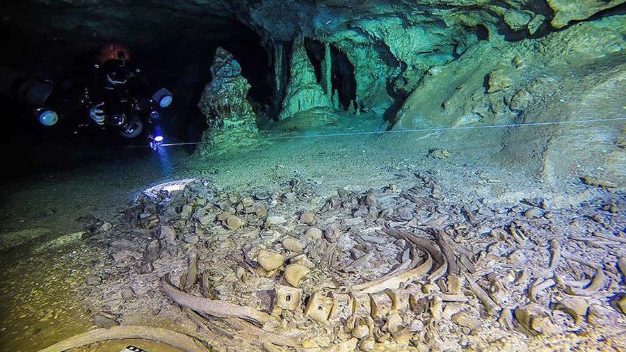 Ancient elephants & Mayan shrine: Massive underwater caves reveal staggering history (VIDEO)