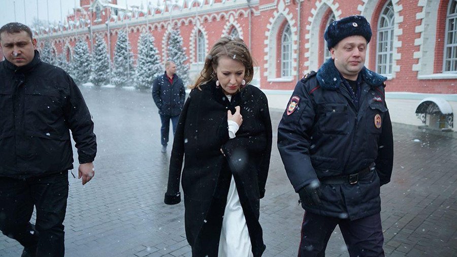 Russian presidential hopeful Sobchak doused with water