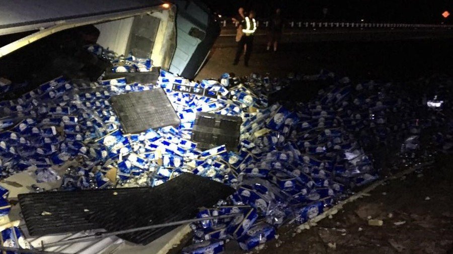 Wasted: Truck driver spills 60,000 bottles of beer in Florida