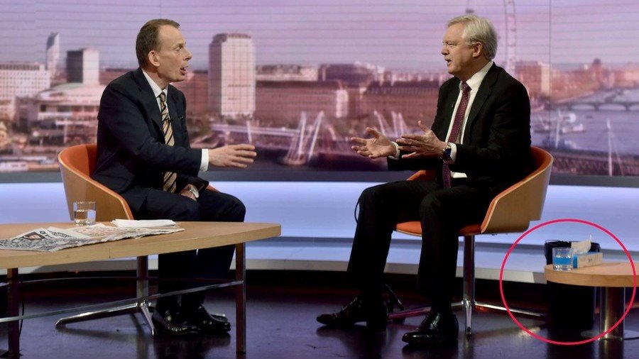 ‘Vomiting’ David Davis soldiers on through violent illness to talk Brexit… on live TV