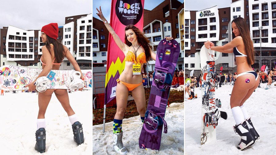 Bikini skiing: Thousands strip off on Sochi slopes to enter Guinness Book of Records (PHOTOS)