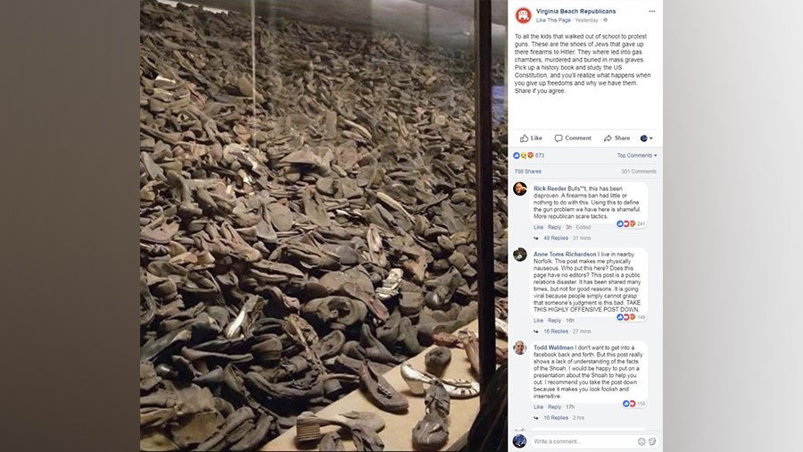Virginia Republicans slam gun-control hoaxers who used photo of children’s shoes at Auschwitz