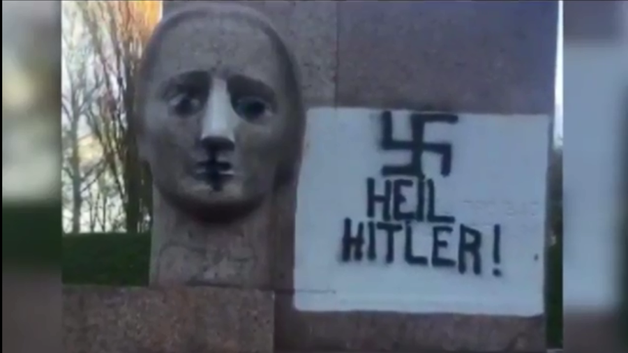 Monument to Nazi massacre victims desecrated in Ukraine