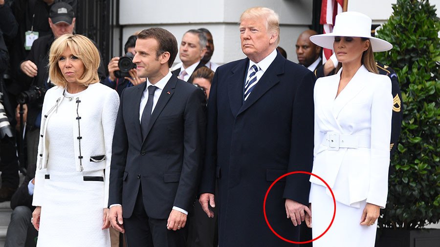 Melania keeps escaping Trump’s tenderness, Macron offers his hand and cheek (VIDEO)