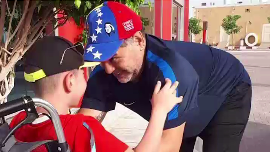 Boy without legs asks to meet Maradona, gets to play football with idol (VIDEO)