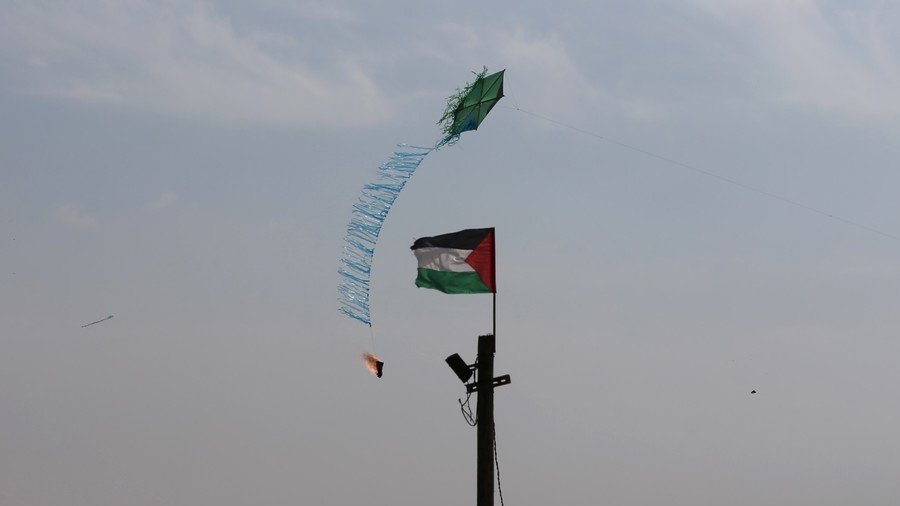 'Incendiary kite' launch site in Gaza bombed by Israeli aircraft